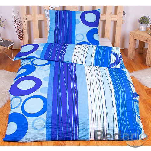 Krepové povlečení TOP 140x200+70x90 Modrá geometrie