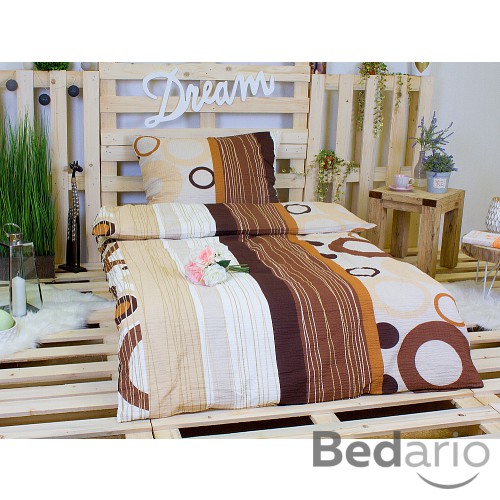 Krepové povlečení TOP 140x200+70x90 Béžové linie