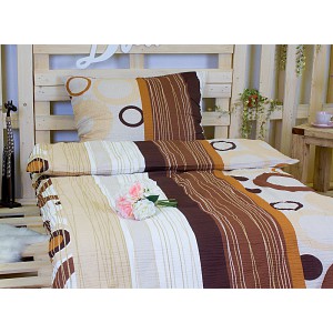 Krepové povlečení TOP 140x200+70x90 Béžové linie