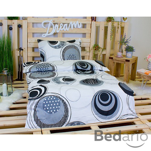 Saténové povlečení ČERNOBÍLÁ GEOMETRIE 140x200+70x90