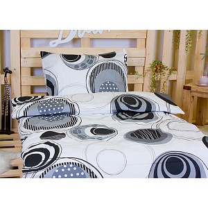 Saténové povlečení ČERNOBÍLÁ GEOMETRIE 140x200+70x90