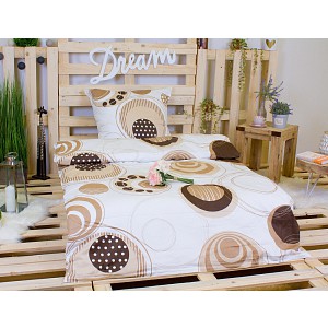 Bavlněné povlečení HNĚDÁ GEOMETRIE 140x200+70x90