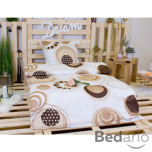 Bavlněné povlečení HNĚDÁ GEOMETRIE 140x200+70x90