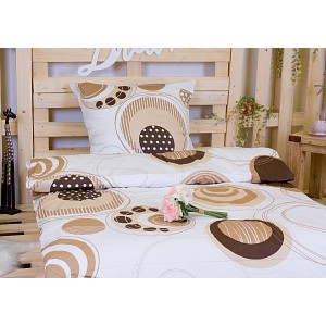 Bavlněné povlečení HNĚDÁ GEOMETRIE 140x200+70x90