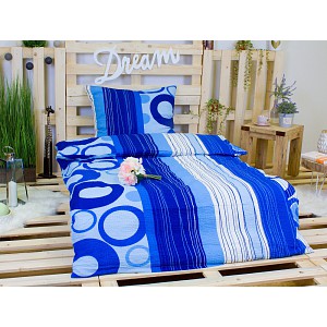 Krepové povlečení TOP 140x200+70x90 Modré linie