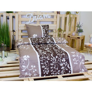 Bavlněné povlečení Hnědý lístek 140x200+70x90