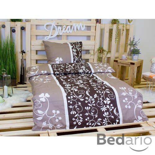 Bavlněné povlečení Hnědý lístek 140x200+70x90