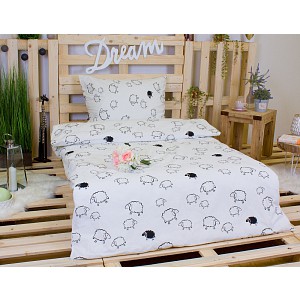 Bavlněné povlečení Ovečka bílá 140x200+70x90