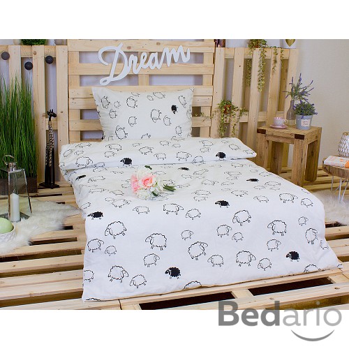 Bavlněné povlečení Ovečka bílá 140x200+70x90