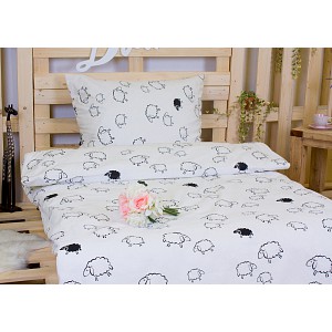 Bavlněné povlečení Ovečka bílá 140x200+70x90