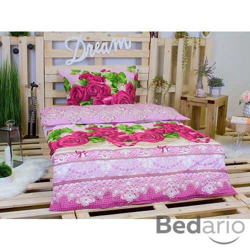 Bavlněné povlečení Ruže 3D 140x200+70x90