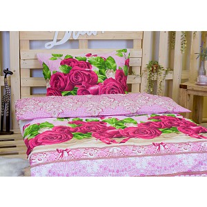 Bavlněné povlečení Ruže 3D 140x200+70x90