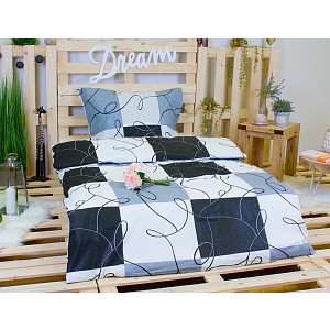 Bavlněné povlečení 140x200+70x90 Šedé šachy