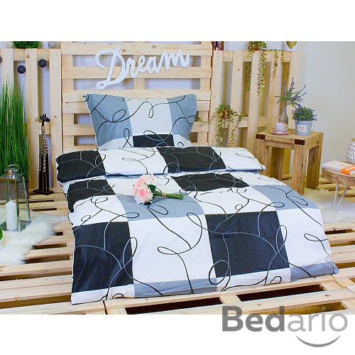 Bavlněné povlečení 140x200+70x90 Šedé šachy