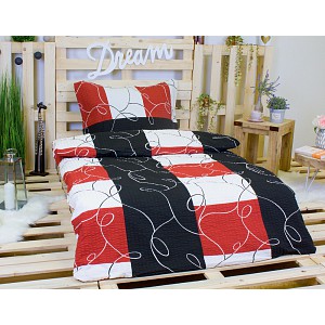 Krepové povlečení DELUXE 140x200+70x90 Červené šachy