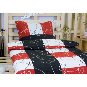 Krepové povlečení DELUXE 140x200+70x90 Červené šachy