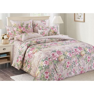 Saténové povlečení Růžová alej 220x200+2x70x90