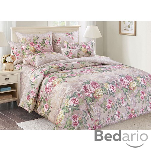 Saténové povlečení Růžová alej 220x200+2x70x90