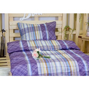 Bavlněné povlečení Modro-fialové karo 140x200+70x90
