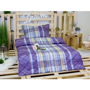 Bavlněné povlečení Modro-fialové karo 140x220+70x90