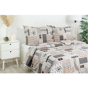 Flanelové povlečení DELUXE 140x200+70x90 Patchwork šedý