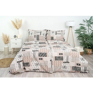 Flanelové povlečení DELUXE 140x200+70x90 Patchwork šedý