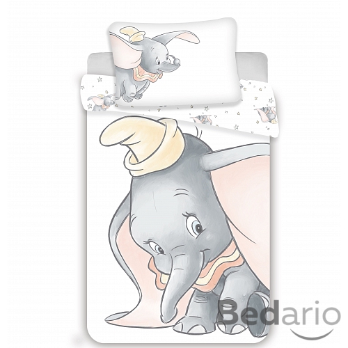 Bavlněné povlečení do postýlky 40x60+100x135 Dumbo Grey