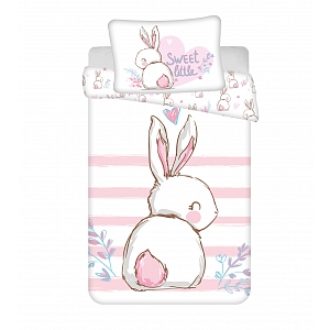 Bavlněné povlečení do postýlky 40x60+100x135 Slaďoučký králíček