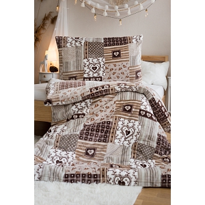 Mikroplyšové povlečení EXCLUSIVE 140x200+70x90 Patchwork béžový