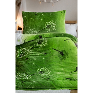 Mikroplyšové povlečení EXCLUSIVE 140x200+70x90 Pampeliška zelená