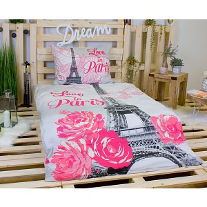 Bavlněné povlečení LOVE IN PARIS 140x200+70x90