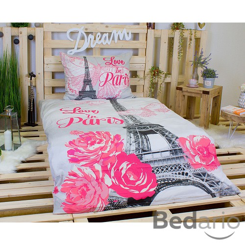 Bavlněné povlečení LOVE IN PARIS 140x200+70x90