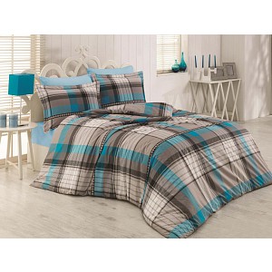 Francouzské prodloužené bavlněné povlečení DELUX SQUARE STRIPES 240x220+2x70x90