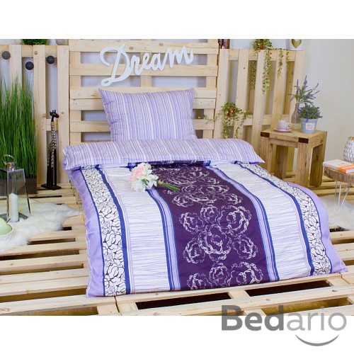 Saténové povlečení FIALOVÉ LINIE 140x200+70x90