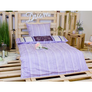 Saténové povlečení FIALOVÉ LINIE 140x200+70x90