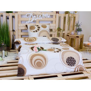 Bavlněné povlečení Béžová geometrie 140x200+70x90