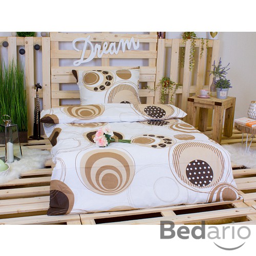 Bavlněné povlečení Béžová geometrie 140x200+70x90