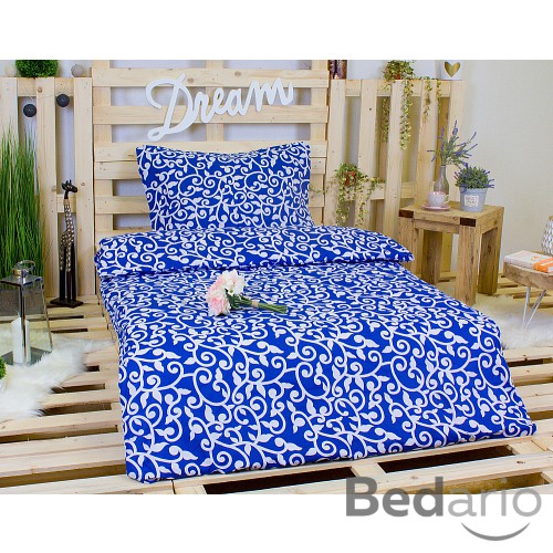 Bavlněné povlečení 140x200+70x90 Ornament tmavě modrý