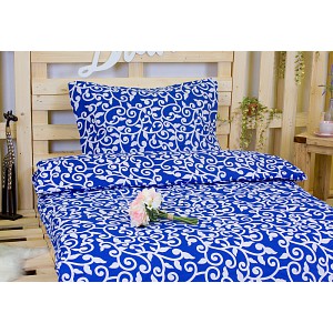 Bavlněné povlečení 140x200+70x90 Ornament tmavě modrý