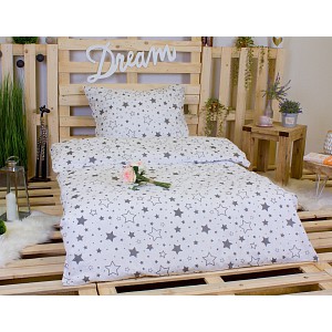 Bavlněné povlečení Hvězdičky šedé 140x200+70x90