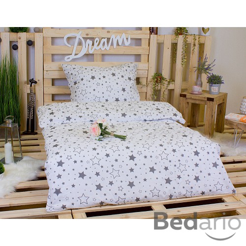 Bavlněné povlečení Hvězdičky šedé 140x200+70x90