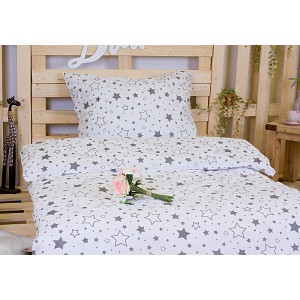 Bavlněné povlečení Hvězdičky šedé 140x200+70x90