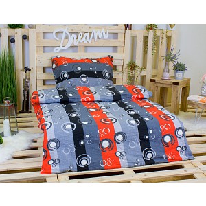 Krepové povlečení DELUXE 140x200+70x90 Bublina šedočervená