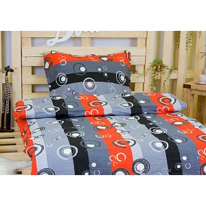 Krepové povlečení DELUXE 140x200+70x90 Bublina šedočervená