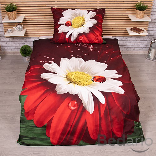 3D povlečení 140x200+70x90 Kopretina s beruškou