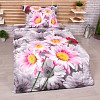 3D povlečení 140x200+70x90 Růžové kopretiny