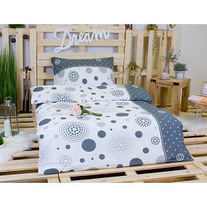 Krepové povlečení DELUXE 140x200+70x90 Šedobílý puntík