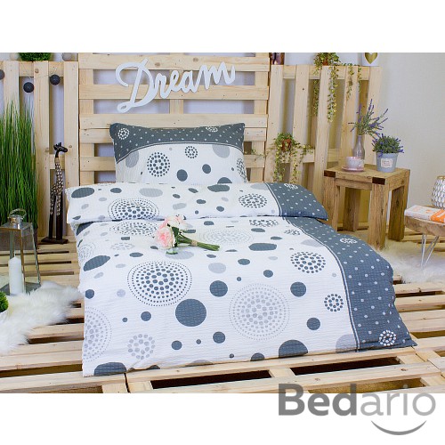 Krepové povlečení DELUXE 140x200+70x90 Šedobílý puntík