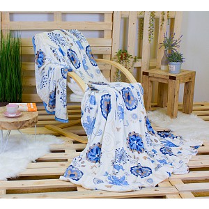 Mikroflanelová deka 220x200 - Modrý květ