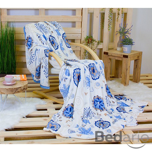 Mikroflanelová deka 220x200 - Modrý květ